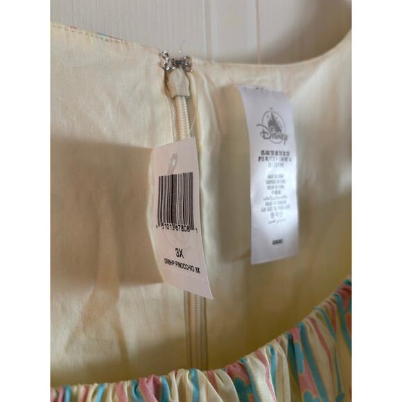 NWT Disney Shop Women’s Pinocchio Dress Floral Fit Flare Pinup Peasant 3X - Picture 5 of 7